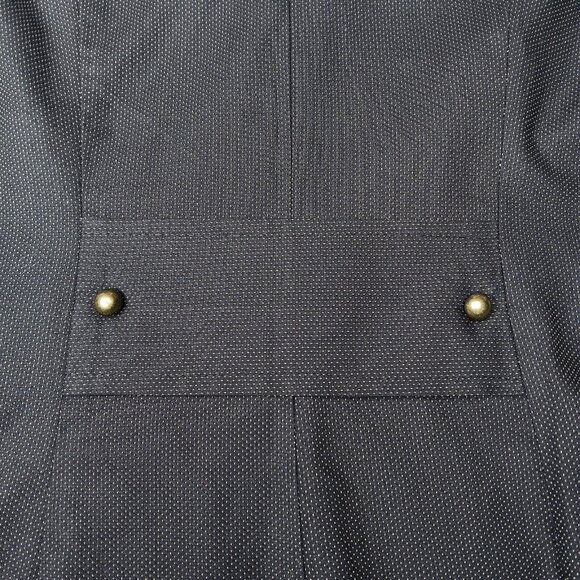 Fine Garments By Bell Alicia Size 0 Shirt Dress Military Navy Blue Polka Dot - Picture 7 of 12